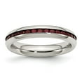thumbnail image 1 of Chisel Stainless Steel Polished 4mm January Dark Red CZ Ring, 1 of 7