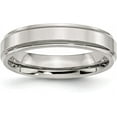 thumbnail image 1 of Chisel Stainless Steel Polished 5.2mm Ridged Edge Band - Ring Size 8.5, 1 of 8