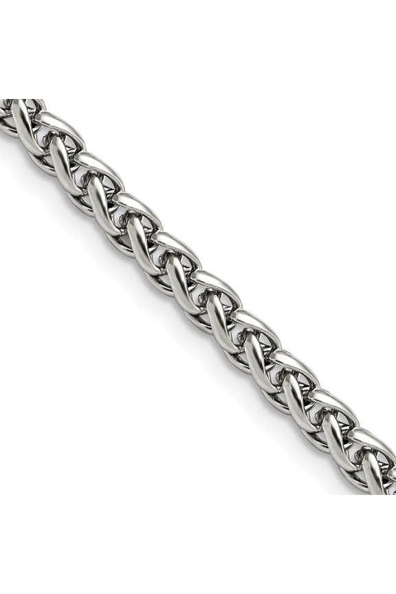 Stainless Steel Polished 5mm 18 inch Wheat Chain