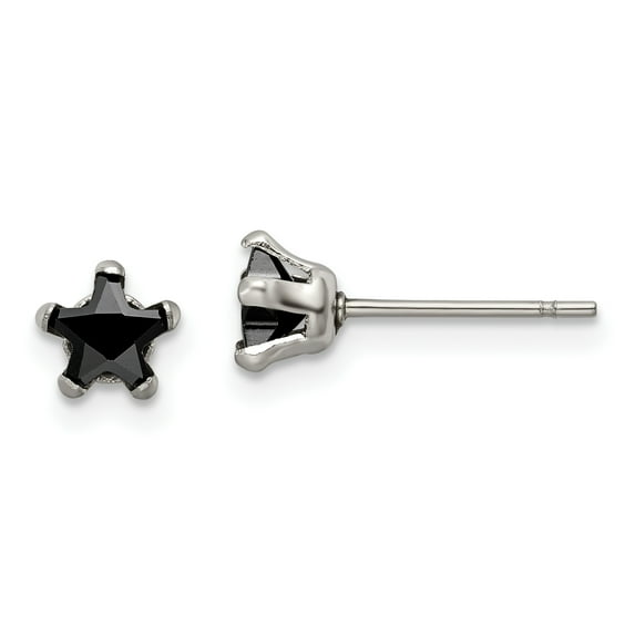 Chisel Stainless Steel Polished 5mm Black Star CZ Stud Post Earrings Stainless Steel Earrings