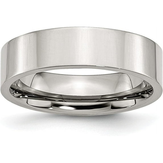 Chisel Stainless Steel Polished 6.2mm Flat Band - Ring Size 13.0