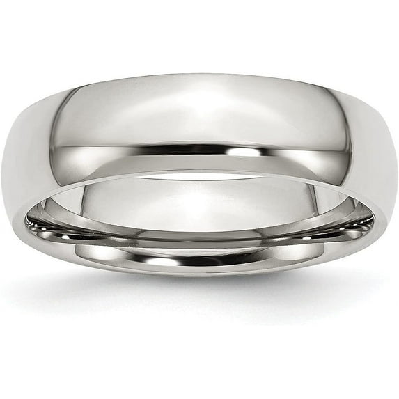 Chisel Stainless Steel Polished 6.2mm Half Round Band - Ring Size 6.0
