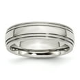 thumbnail image 1 of Chisel  Stainless Steel Polished 6mm Grooved and Beaded Band, 1 of 6