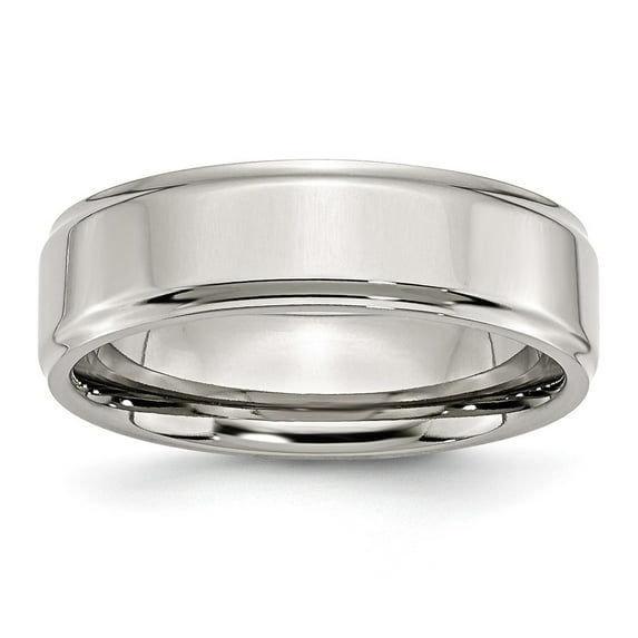 Chisel Stainless Steel Polished 7mm Ridged Edge Band