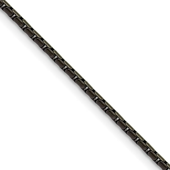 Chisel Stainless Steel Polished Black IP-plated 1.7mm 20 inch Elongated Box Chain