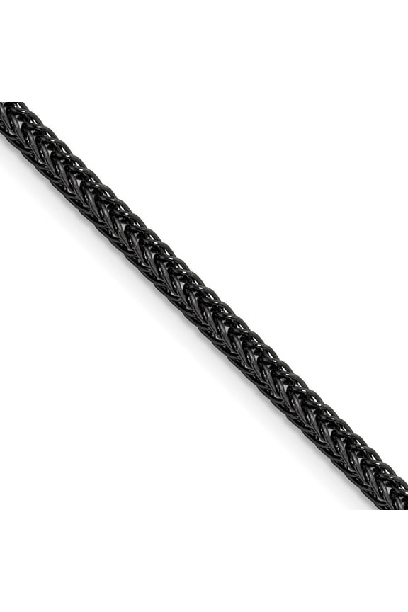 Chisel Stainless Steel Polished Black IP-plated 3.2mm 20 inch Square Wheat Chain