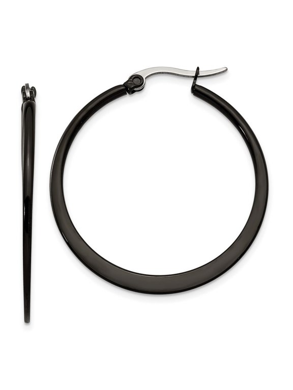 Stainless Steel Black IP plated 34mm Hoop Earrings