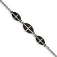 thumbnail image 1 of Chisel  Stainless Steel Polished Black IP-plated 7 Inch with 1-inch Extension Cross Bracelet, 1 of 5
