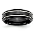 thumbnail image 1 of Chisel Stainless Steel Polished Black IP-plated 7mm Grooved Band, 1 of 7