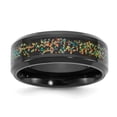 thumbnail image 1 of Chisel Stainless Steel Polished Black IP-plated Multi-color Opal Inlay 8mm Band, 1 of 3