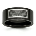 thumbnail image 1 of Chisel Stainless Steel Polished Black IP-plated w/Grey Wire Inlay 10mm Band, 1 of 7