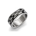 thumbnail image 1 of Chisel Stainless Steel Polished Black Ip-plated 8mm Grooved Ring Size 10  Men, 1 of 7