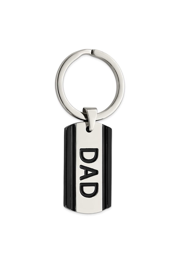 Stainless Steel Polished Black Ip-plated Key Ring