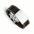 thumbnail image 1 of Chisel Stainless Steel Polished Black Leather/Orange Stitch 8.5in ID Bracelet, 1 of 2