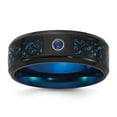 thumbnail image 1 of Chisel Stainless Steel Polished Black and Blue IP-plated with CZ Carbon Fiber Inlay in Clear Epoxy 8mm Band, 1 of 3