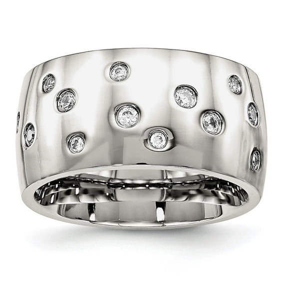 Chisel Stainless Steel Polished CZ 12mm Band