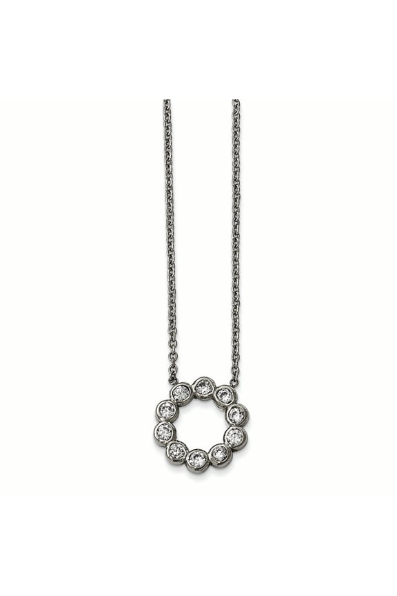 Chisel Stainless Steel Polished CZ Necklace