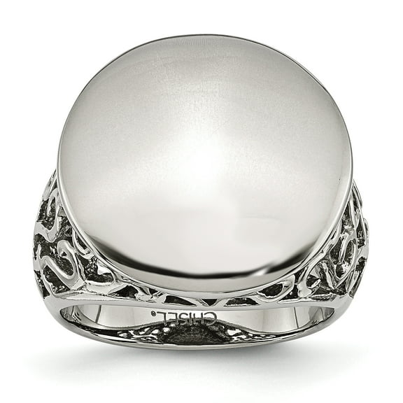 Chisel Stainless Steel Polished Circle Size 9 Ring