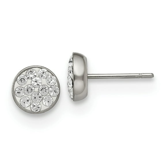 Chisel  Stainless Steel Polished Clear Crystal Post Earrings