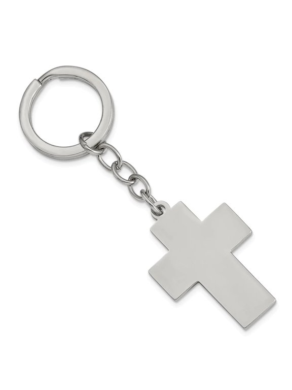 Chisel Stainless Steel Polished Cross Key Ring