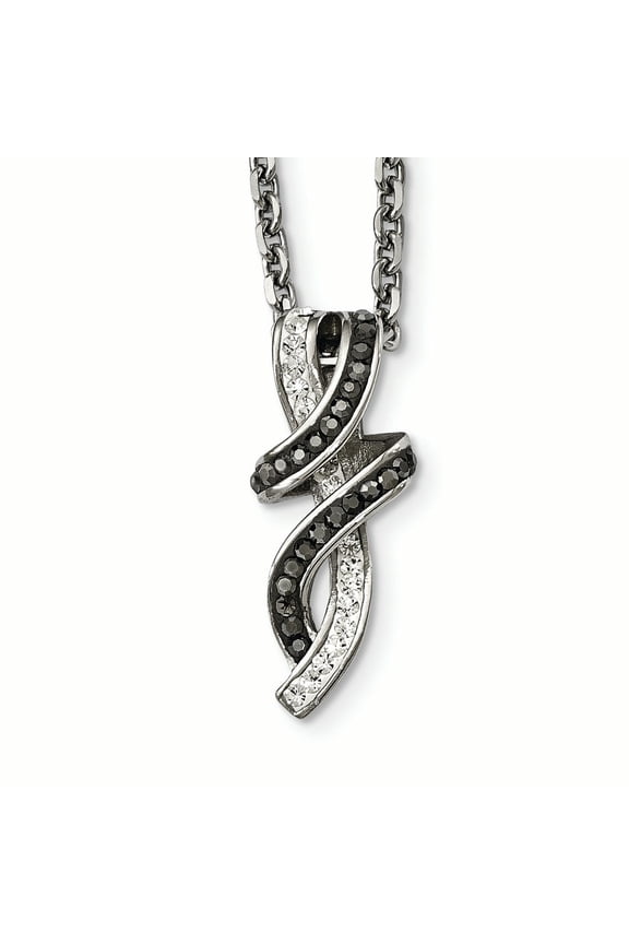 Chisel Stainless Steel Polished Crystal Necklace