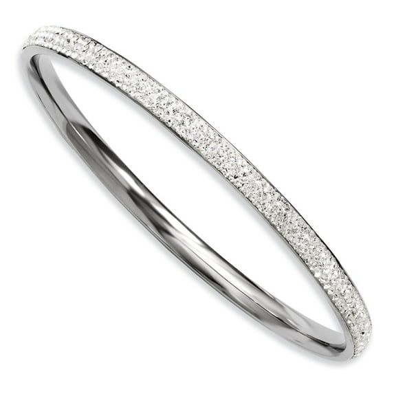 Chisel Stainless Steel Polished Crystal Round Slip-on Bangle