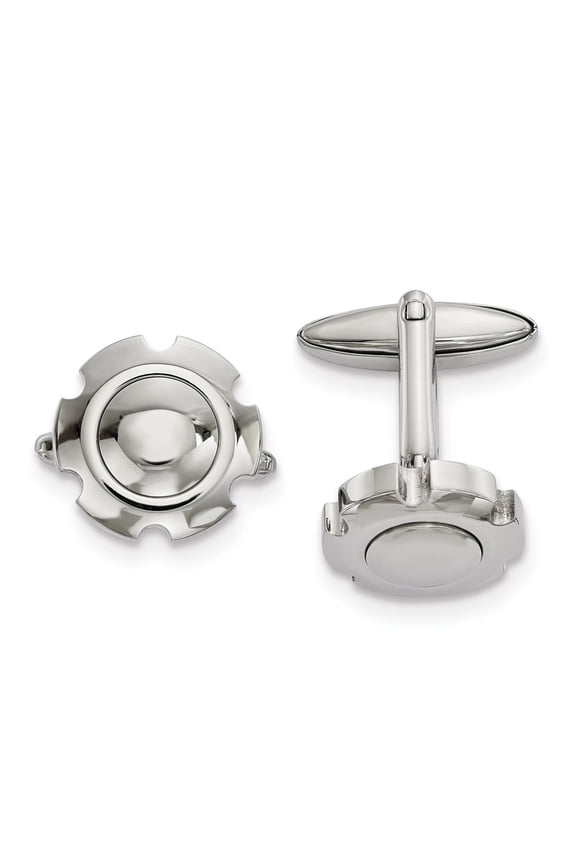 Stainless Steel Polished Curved Edge Men's Cuff Links