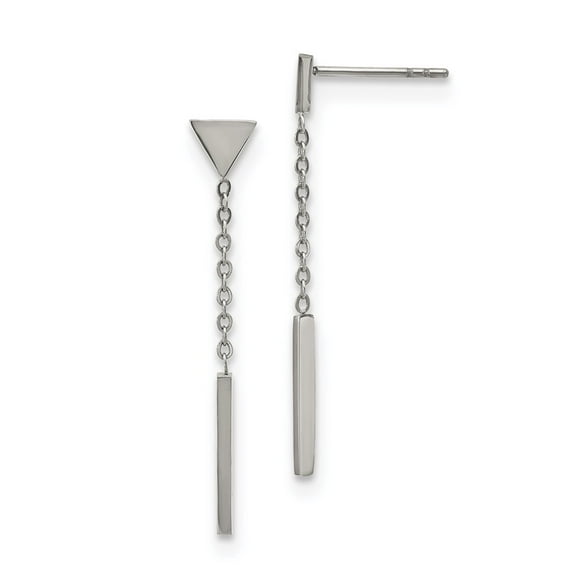 Chisel Stainless Steel Polished Dangle Bar Triangle Post Earrings