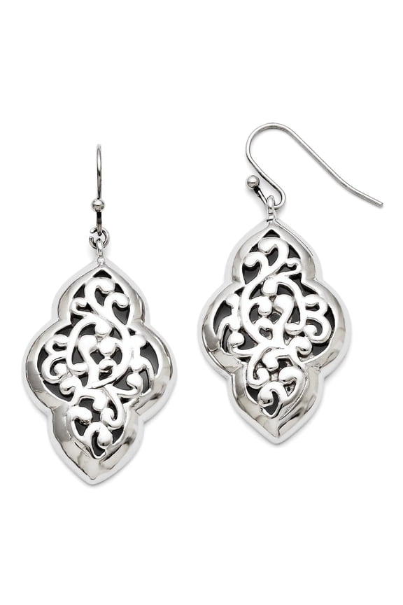 Chisel Stainless Steel Polished Dangle Shepherd Hook Earrings