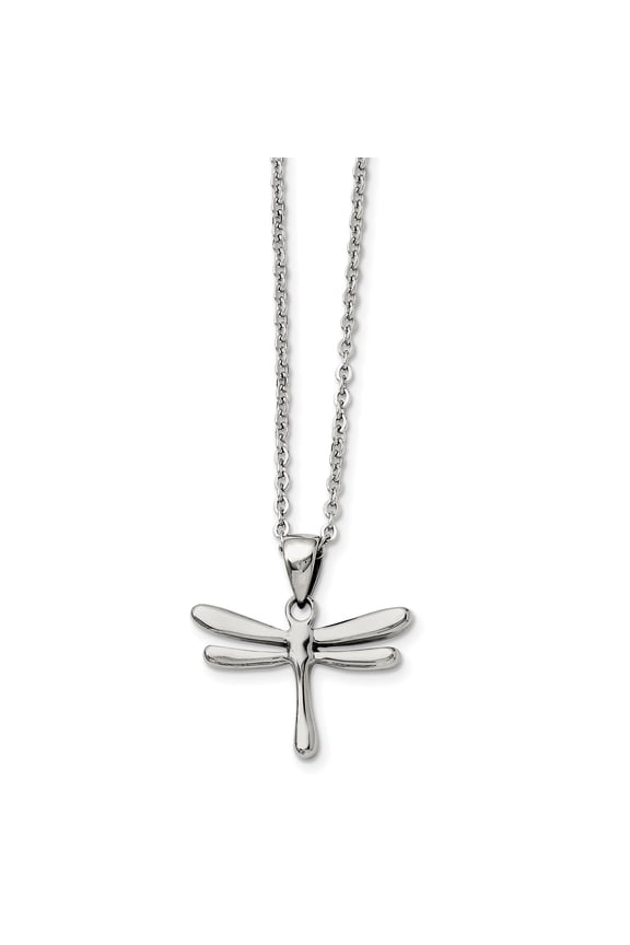 Chisel Stainless Steel Polished Dragonfly Pendant Necklace