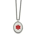 thumbnail image 1 of Chisel Stainless Steel Polished with Red Enamel Oval Medical ID Pendant on a 20 inch Cable Chain Necklace, 1 of 3
