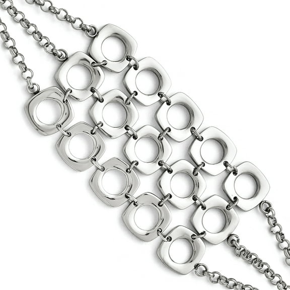 Chisel Stainless Steel Polished Fancy Three Strand Square Toggle Bracelet