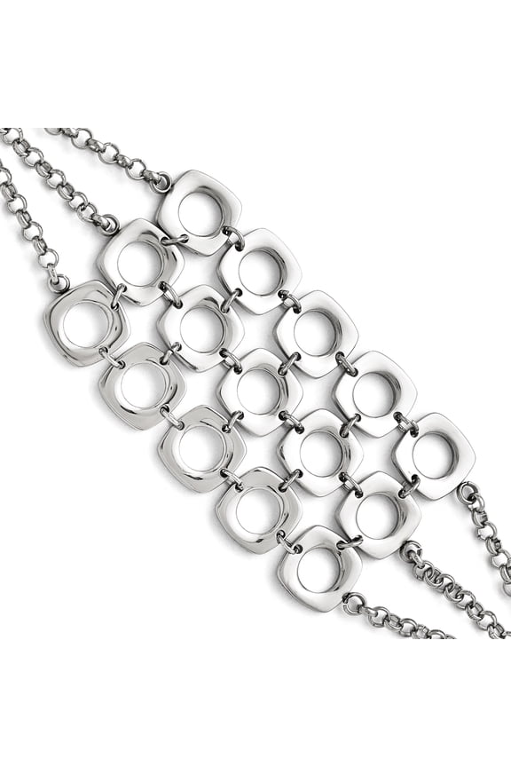 Chisel Stainless Steel Polished Fancy Three Strand Square Toggle Bracelet