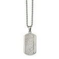 thumbnail image 1 of Chisel Stainless Steel Polished and Hammered with CZ Dog Tag on a 22 inch Ball Chain Necklace, 1 of 3