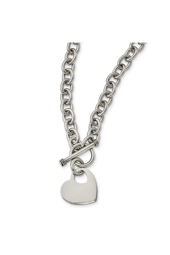 Chisel Stainless Steel Polished Heart Toggle Necklace