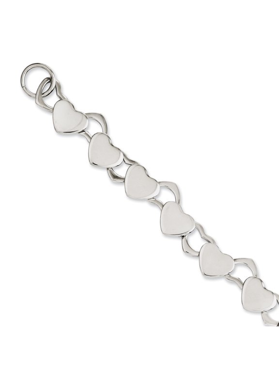 Chisel Stainless Steel Polished Hearts 8.5in Toggle Bracelet