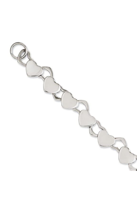 Chisel Stainless Steel Polished Hearts 8.5in Toggle Bracelet