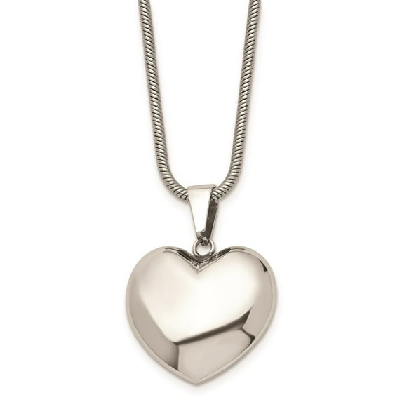 Chisel Stainless Steel Polished Hollow Puffed Heart 20in Necklace