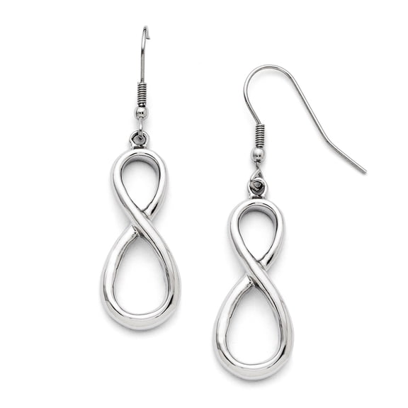 Chisel  Stainless Steel Polished Infinity Dangle Shepherd Hook Earrings