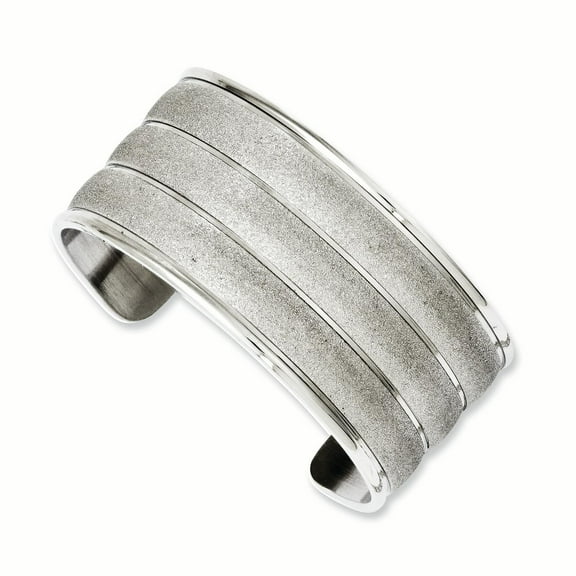 Chisel Stainless Steel Polished & Laser Cut Cuff Bangle