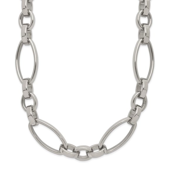 Chisel Stainless Steel Polished Open Link 16 inch Plus a 2 inch Extension Necklace