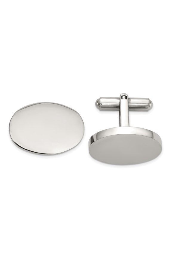 Stainless Steel Polished Oval Cuff Links