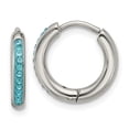 thumbnail image 1 of Chisel Stainless Steel Polished Preciosa Aqua Bohemica Crystal Hoop Earrings, 1 of 3