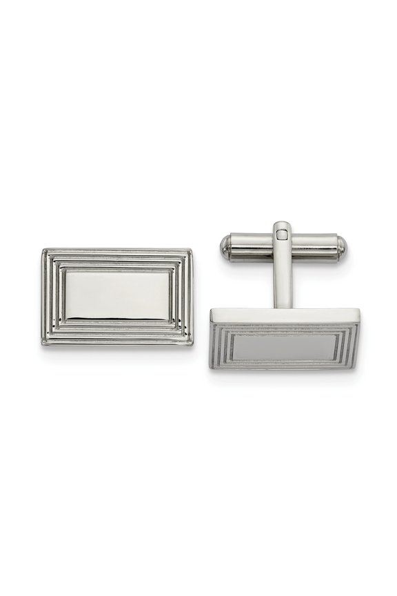 Stainless Steel Polished Rectangular Men's Cuff Links