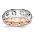 thumbnail image 1 of Chisel  Stainless Steel Polished Rose IP-plated Cubic Zirconia Half Round Ring 5, 1 of 5