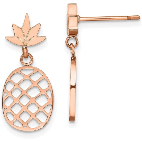Chisel Stainless Steel Polished Rose IP-plated Pineapple Post Dangle Earrings - 22.5mm
