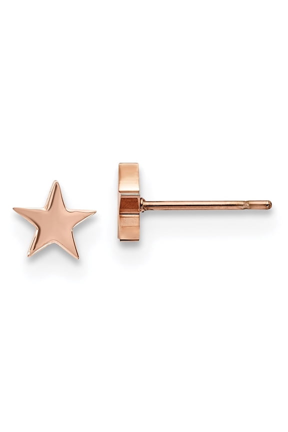 Stainless Steel Polished Rose IP-plated Star Post Earrings