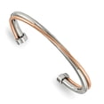 thumbnail image 1 of Chisel Stainless Steel Polished Rose IP-plated Twisted Cuff Bangle, 1 of 2
