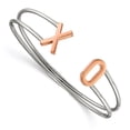 thumbnail image 1 of Chisel Stainless Steel Polished Rose IP-plated XO Flexible Cuff Bangle, 1 of 2