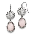thumbnail image 1 of Stainless Steel Dangle Polished Rose Quartz Shepherd Hook Earrings - Dangle Earring for Women, 1 of 4